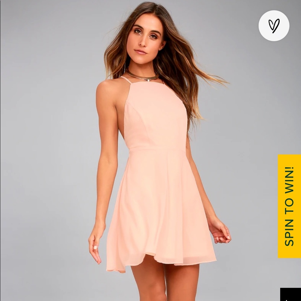 Lulu’s Letter of Love Blush Pink Backless Skater Dress